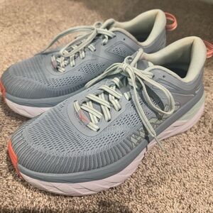 Hoka Women's Athletic Shoes in light blue and coral